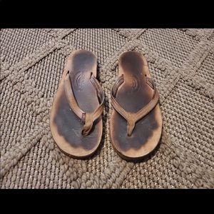Rainbow leather flip flops size small 5.5-6.5